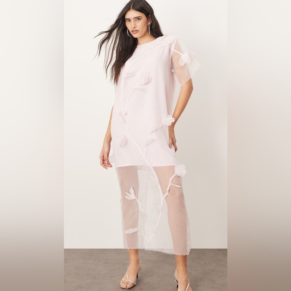 Sheer Pink Floral Dress